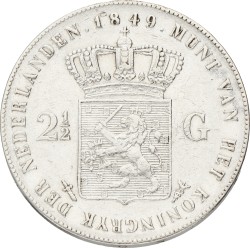 2½ Gulden. Willem II. 1849. VF / XF