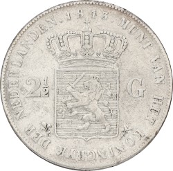 2½ Gulden. Willem II. 1843. F / VF