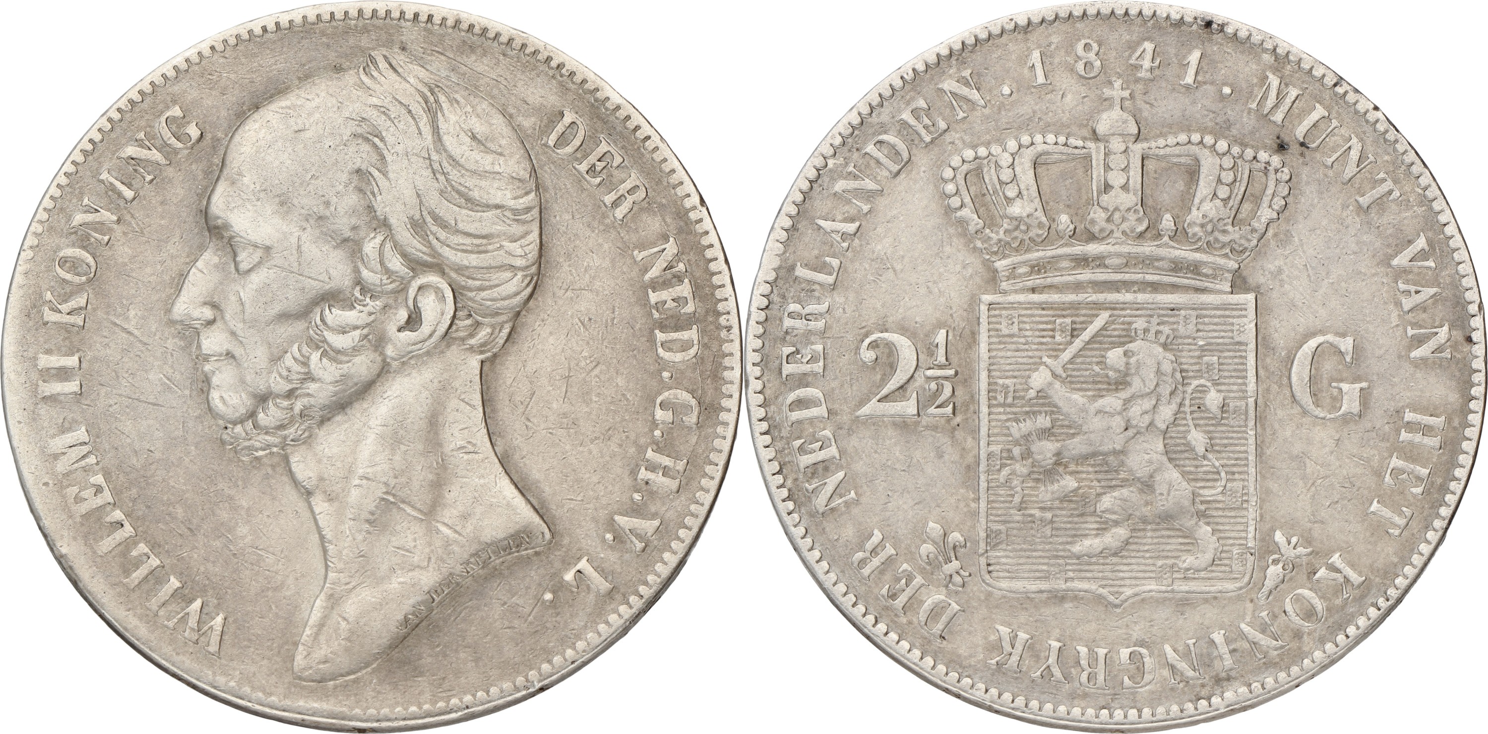 2½ Gulden. Willem II. 1841. VF / XF