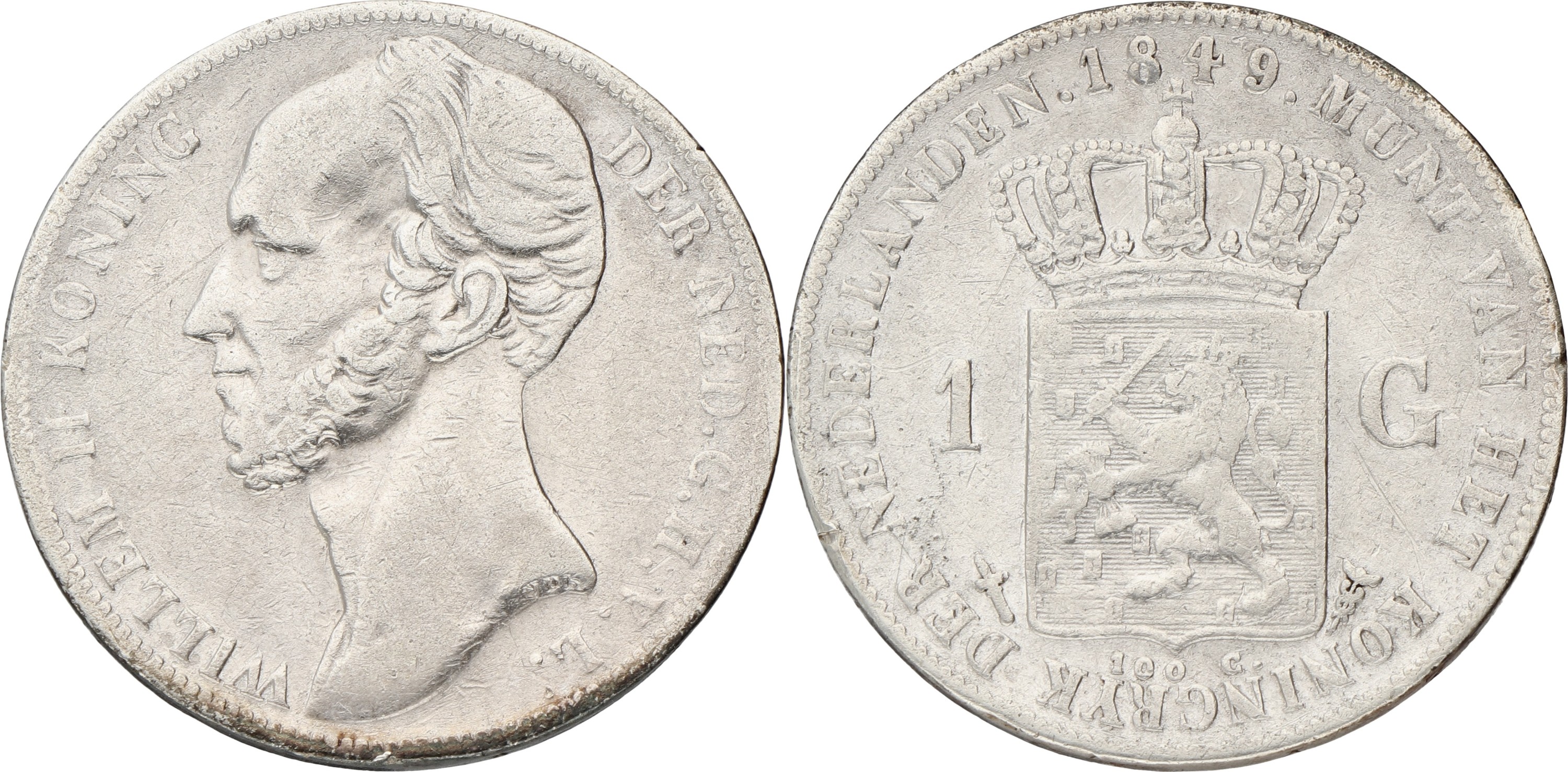 1 Gulden. Willem II. 1849. VF