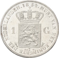 1 Gulden. Willem III. 1854. AUnc