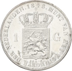 1 Gulden. Willem II. 1848. AUnc