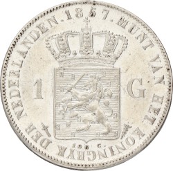 1 Gulden. Willem III. 1857. XF +.