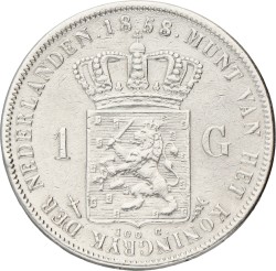 1 Gulden. Willem III. 1858. VF / XF