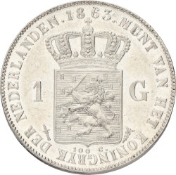 1 Gulden. Willem III. 1863. AUnc