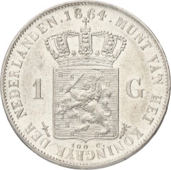 1 Gulden. Willem III. 1864. XF +.