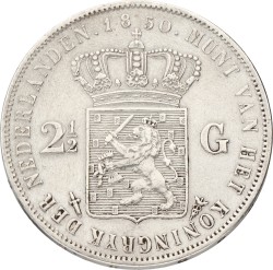 2½ Gulden. Willem III. 1850. VF +