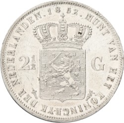 2½ Gulden. Willem III. 1852 With dot. VF / XF