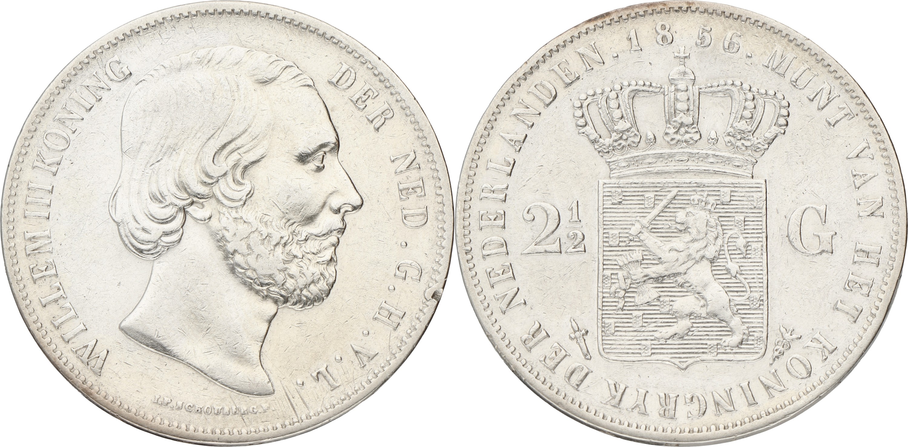 2½ Gulden. Willem III. 1856. VF