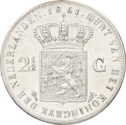 2½ Gulden. Willem III. 1861. With dot. VF / XF
