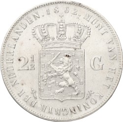 2½ Gulden. Willem III. 1862 Without dot. XF -