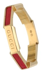 Gucci 18K geelgouden 'Link To Love' ring met diamant en emaille