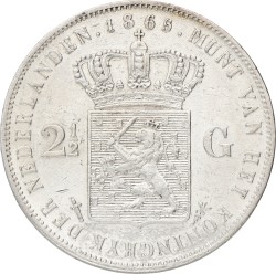 2½ Gulden. Willem III. 1865 With dot. XF -