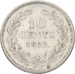 10 Cent. Wilhelmina. 1892. XF