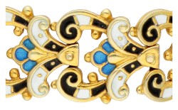 14K geelgouden schakelarmband bezet met emaille 