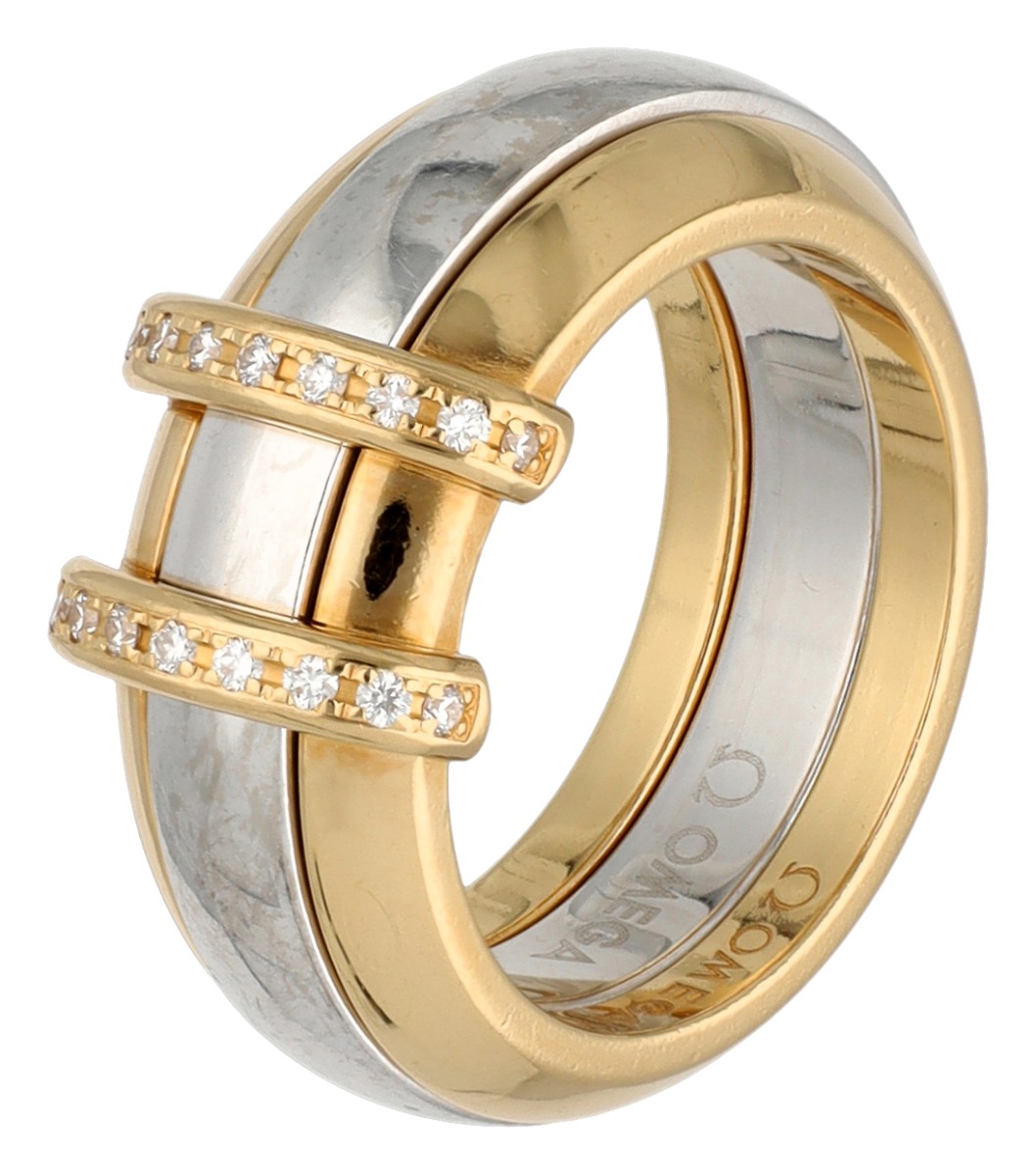 Omega Constellation 18K bicolor gouden ring bezet met ca. 0.18 ct. diamant 