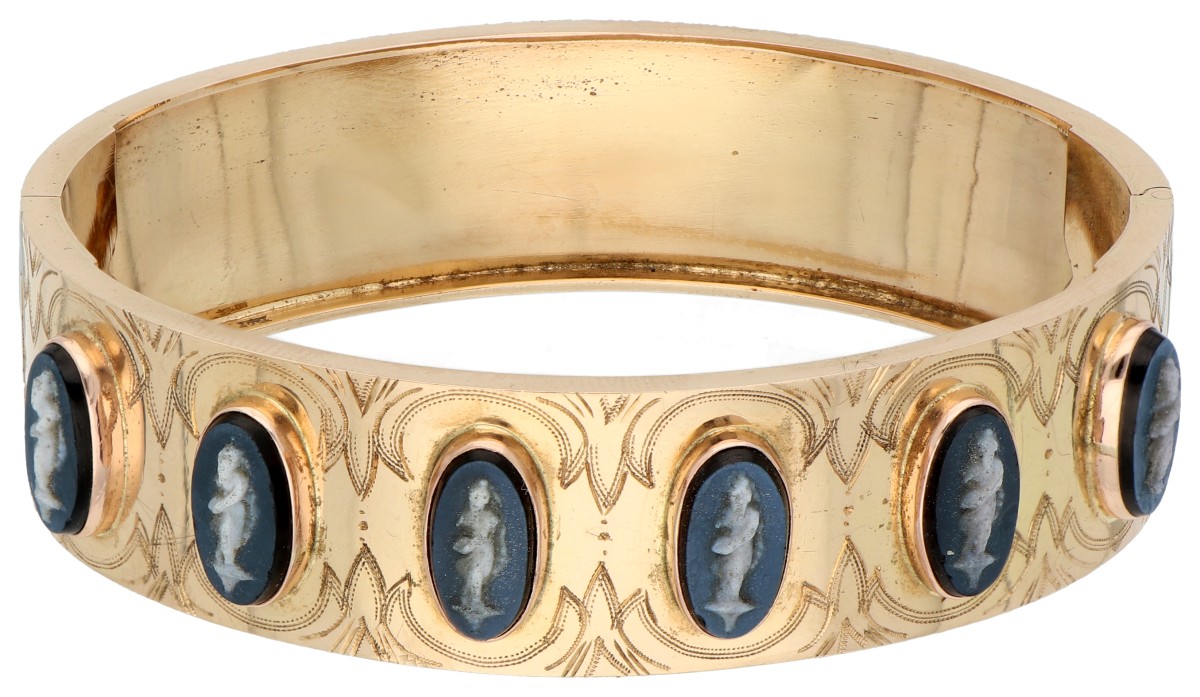 14K geelgouden bangle armband met camee