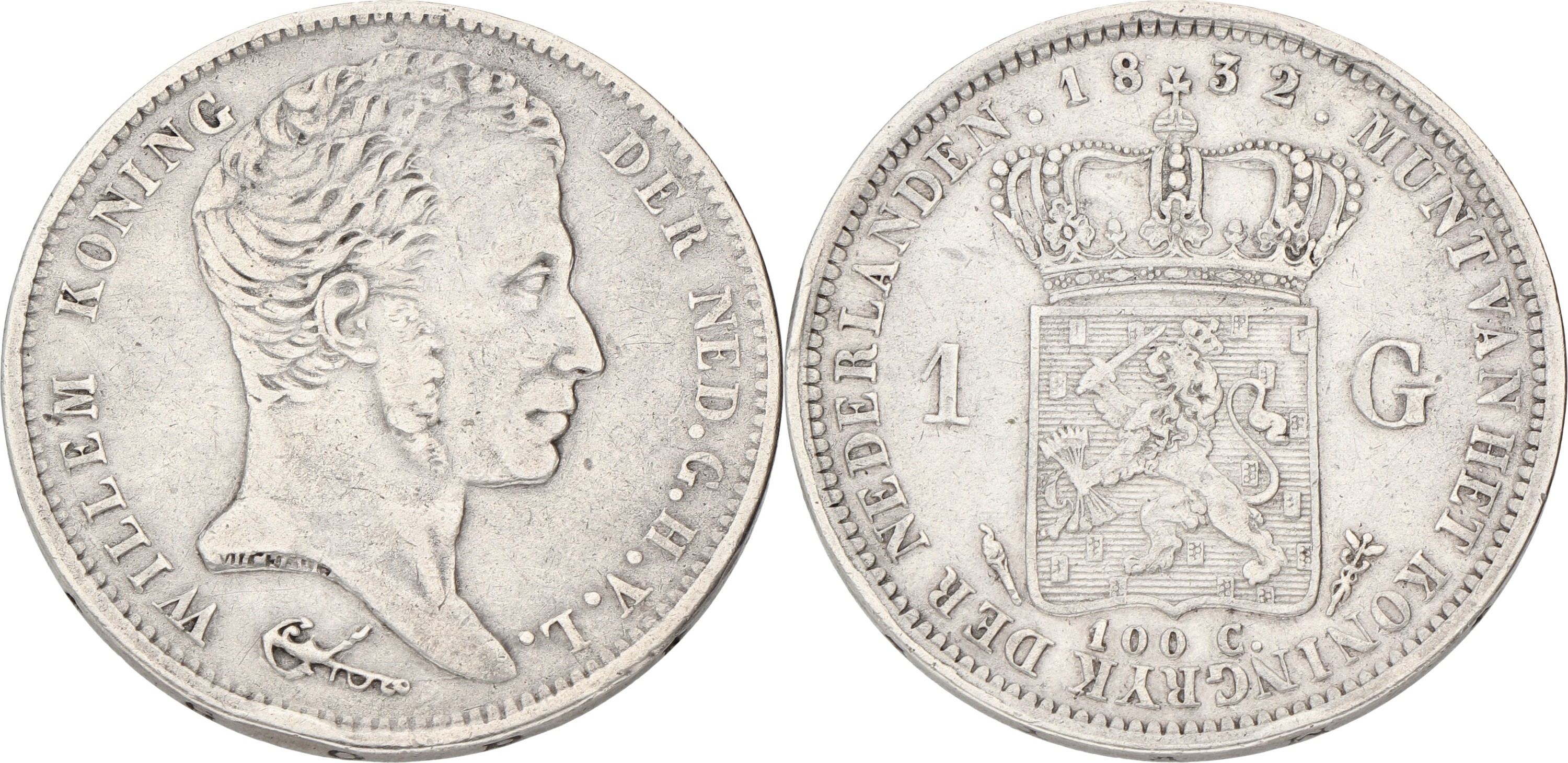 1 Gulden. Willem I. 1832/24. VF +.