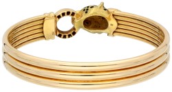 18K geelgouden armband bezet met ca. 0.56 ct. diamant, smaragd en emaille 