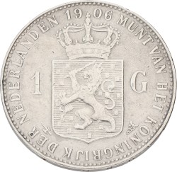 1 Gulden. Wilhelmina. 1906. XF -.