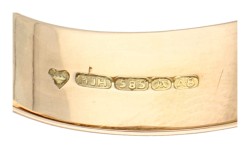 14K geelgouden Finse design ring bezet met ca. 0.02 ct. diamant 