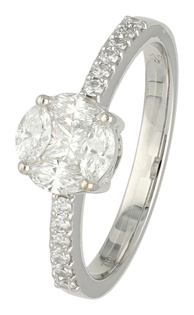 Hulchi Belluni 18K witgouden 'Illusion' ring bezet met ca. 0.55 ct. diamant 