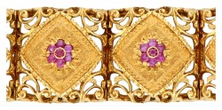 18K Geelgouden vintage armband met robijnen