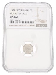 5 Cent. Willem III. 1850 - With dot. MS 66+.