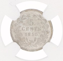 5 Cent. Willem III. 1850 - With dot. MS 66+.