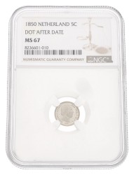 5 Cent. Willem III. 1850 - With dot. MS 67