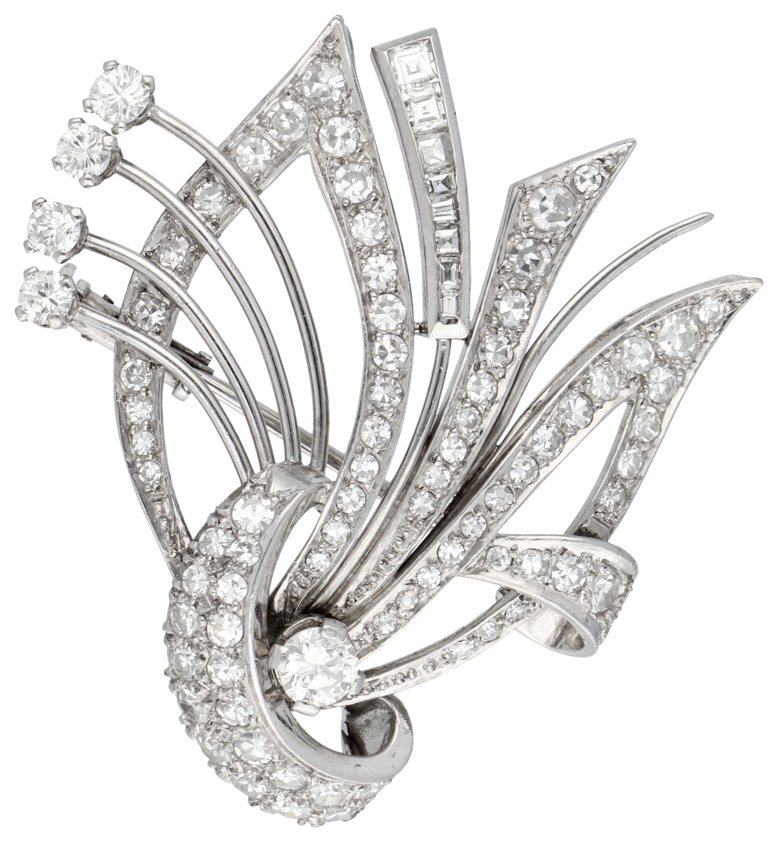 Platina broche met diamant