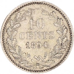 10 Cent Wilhelmina 1894. Prachtig +.