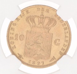 10 Gulden. Wilhelmina. 1897. MS 64.
