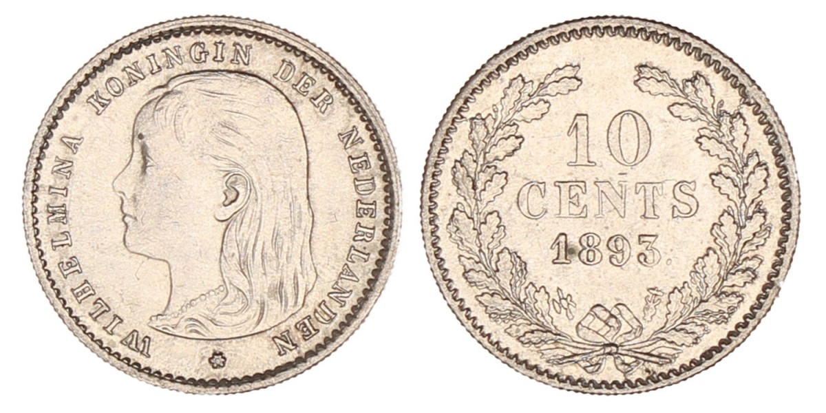 10 Cent Wilhelmina 1893. FDC -.