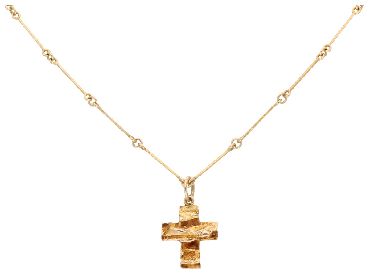 Lapponia 14K geelgouden collier met kruis hanger 