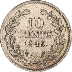 10 Cent Willem II 1849 met punt. FDC.