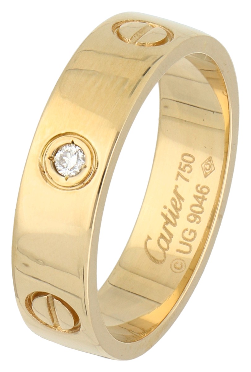 Cartier 18K geelgouden 'Love' ring bezet met ca. 0.22 ct. diamant 