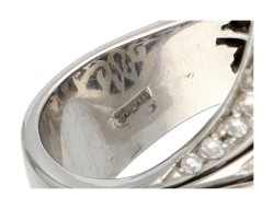 18K witgouden cocktailring bezet met saffier en diamant