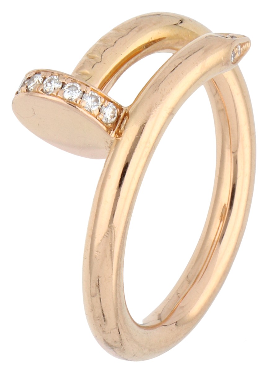 Cartier 18K geelgouden 'Juste un Clou' ring bezet met ca. 0.13 ct. diamanten