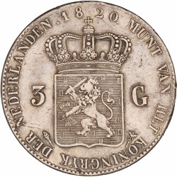 3 Gulden Willem I 1820. Zeer fraai +.