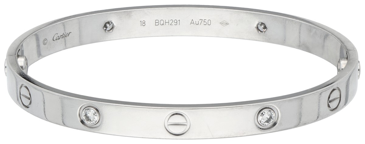 Cartier 18K witgouden 'Love' armband bezet met ca. 0.42 ct. diamant 