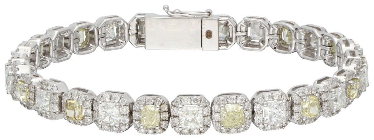 18K witgouden armband bezet met ca. 10.20 ct. diamant, IGI gecertificeerd 