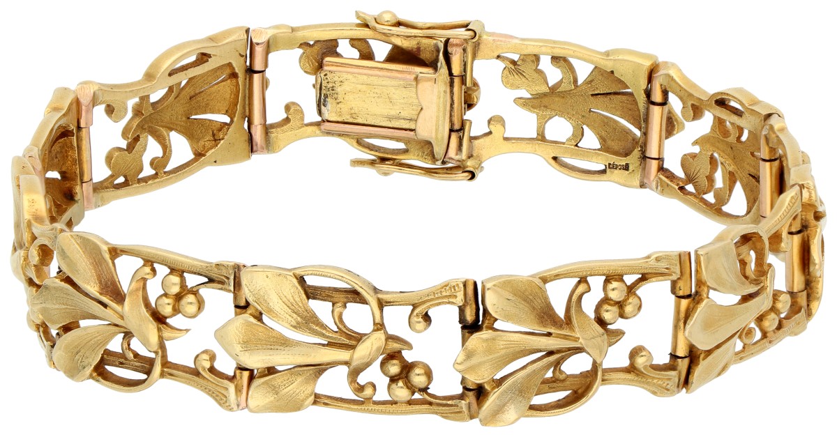 18K geelgouden art Nouveau schakelarmband 