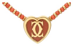 Cartier Paris 1980 Iconic Double C Jasper 18K Heart Necklace 