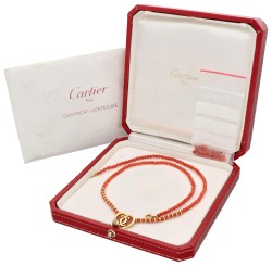 Cartier Paris 1980 Iconic Double C Jasper 18K Heart Necklace 