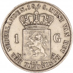 1 Gulden Willem II 1848. Prachtig -.