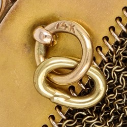 Beugelbeurs goud met diamant, saffier en robijn