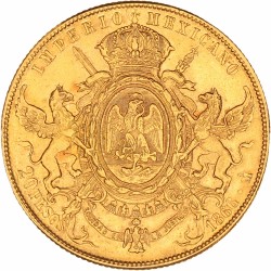 Mexico. Second empire. Maximiliano. 20 Pesos. 1866.