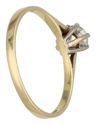 14K geelgouden solitair ring bezet met ca. 0.39 ct. diamant