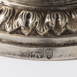 Toernooiridder te paard, Vereinigte Silberwarenfabriken Wolf & Knell, Hanau ca. 1920, zilver